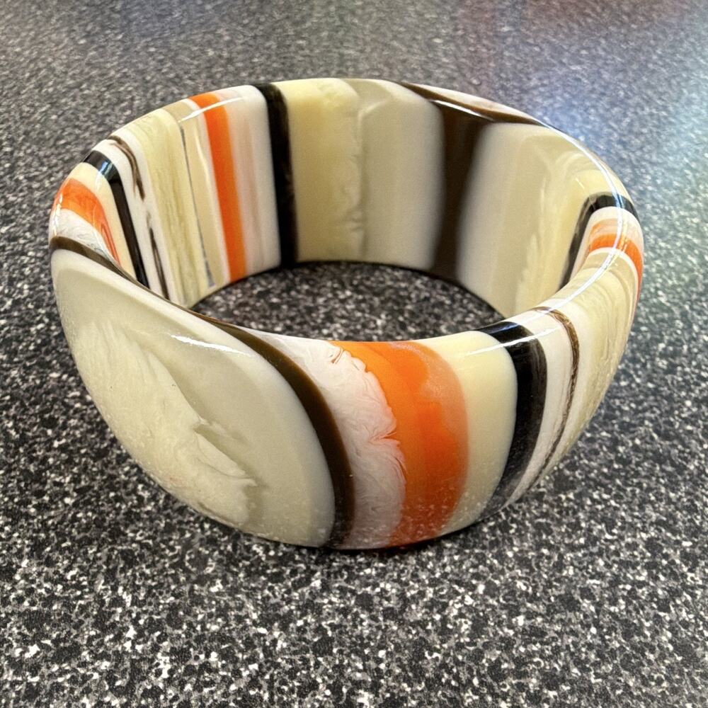 Sobral Bangle Pop Vintage Bracelet Resin Bullseye Boho 1970 Statement Brazil - Picture 2 of 4